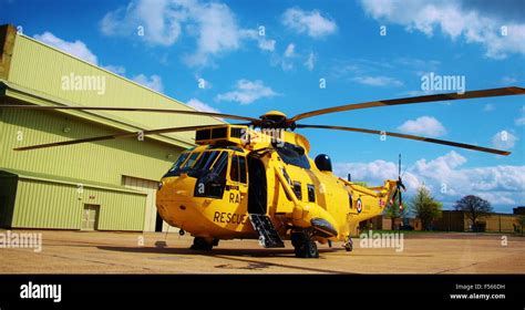 Raf Sea King Yellow Helicopter Royal Air Force Helicopter Stock Photo