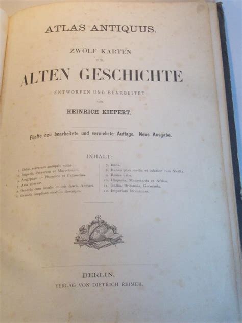 Atlas Antiquus Zw Lf Karten Zur Alten Geschichte By Kiepert Heinrich