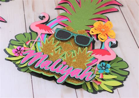 Luau Cake Topper Tropical Pineapple Cake Topper Hawaiian Etsy