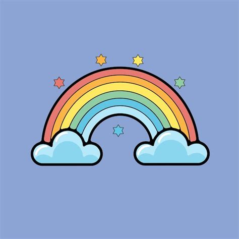 Ilustración de arco iris con icono vectorial de nubes Vector Premium