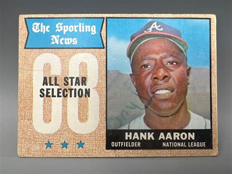 At Auction 1968 Topps Hank Aaron The Sporting News All Star 370