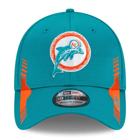 Mens Miami Dolphins New Era Aqua 2021 Nfl Sideline Home Historic Logo 39thirty Flex Hat