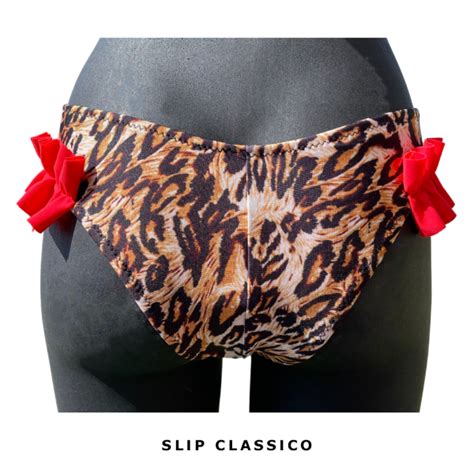 BIKINI LEOPARDATO ROUCHES TRIANGOLO Made Sull Isola Handmade