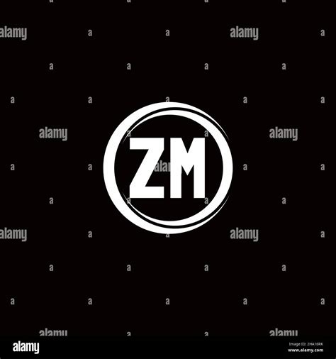 Zm Logo Initial Letter Monogram With Circle Slice Rounded Design