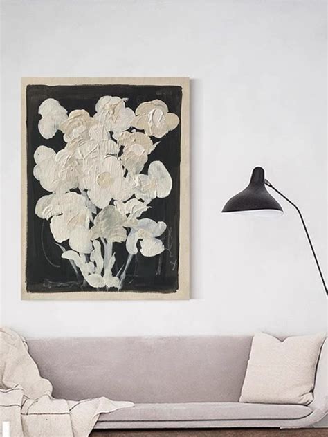 Original Black and White Floral Painting Black and White - Etsy