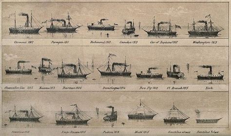 Print Depicting Early Steamships By Everett Steamship Print Boat