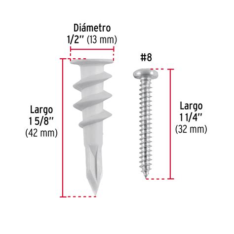 Ficha Tecnica Kit 20 taquetes plásticos 1 2 p panel de yeso con pijas 8