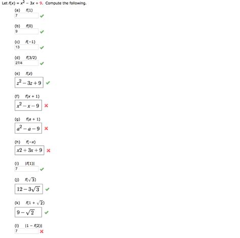 Solved Let F X X2 3x 9 Compute The Following A