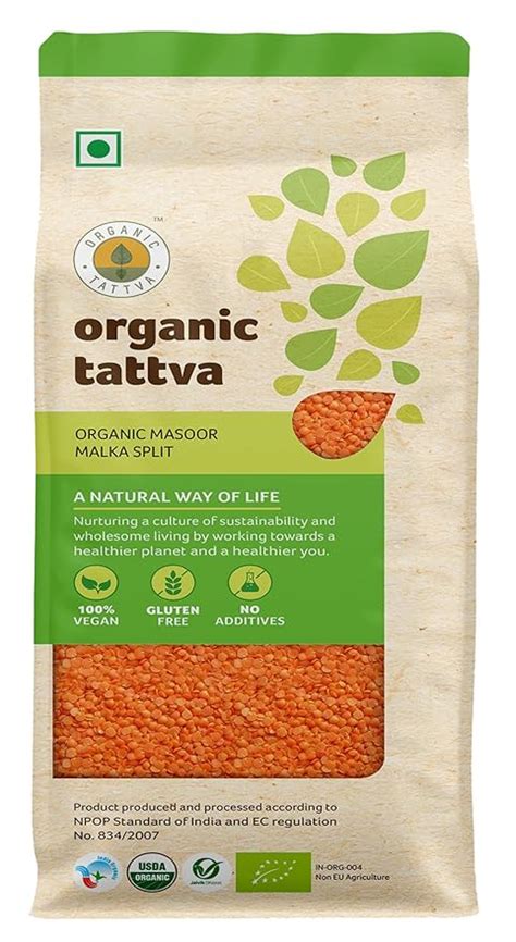 Organic Tattva Red Split Lentils Masoor Malka Whole 500g