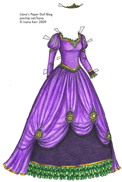 1885 Black And White Ballgown For Coloring Plus Purple And Green