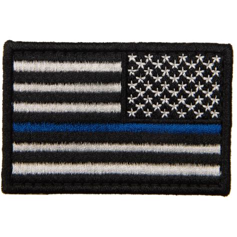 Embroidered Reverse Us Flag Patch W Blue Line Color Black Airsoft