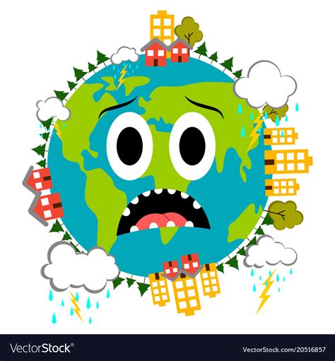 Sad earth emote earth day Royalty Free Vector Image