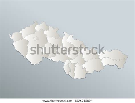 Czechoslovakia Map Administrative Division Blue White Stock