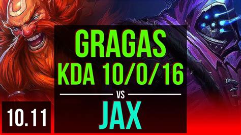 Gragas Vs Jax Top Kda 10016 14m Mastery Points Legendary Kr