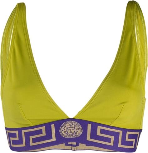 Versace Greca Triangle Bikini Top Shopstyle Two Piece Swimsuits