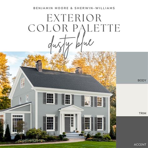 exterior paint color palette dusty blue etsy