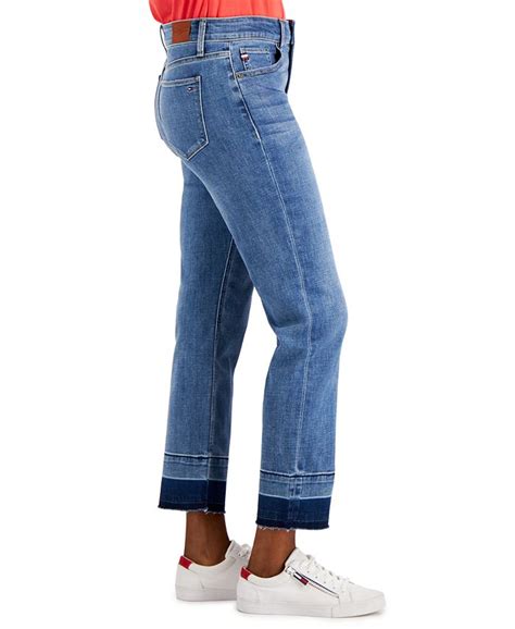 Tommy Hilfiger Womens Tribeca Th Flex Contrast Hem Straight Leg Jeans