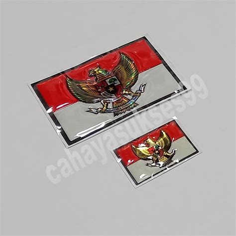 Sticker Mobil Timbul Bendera Merah Putih Garuda Segi Stiker Emblem