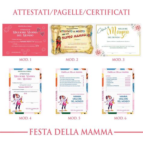 Attestati Pagelle E Certificati Festa Della Mamma Feste Idee R