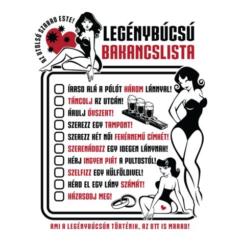 Legénybúcsú checklist póló minta Pólómánia