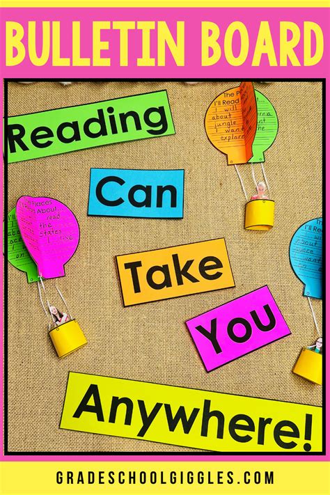 A Hot Air Balloon Bulletin Board For Reading Grade School Giggles