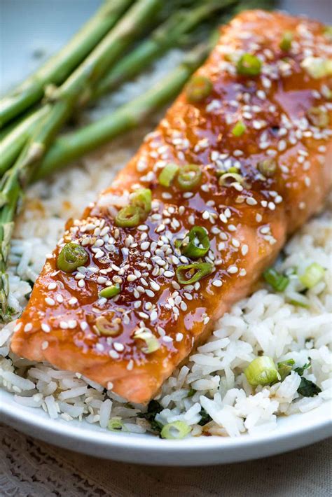 Orange Sesame Ginger Glazed Salmon Valeries Kitchen