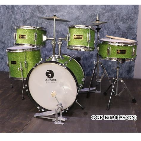 Hot Sale กลองชดเลก กลองชดเดก G force กลองชด 5 ใบ พรอมอปกรณครบชด ขอบโครเมยม สเขยว