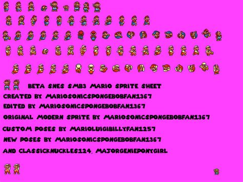 Beta SNES SMB3 Mario Sprite Sheet by MarioSpongebob22 on DeviantArt