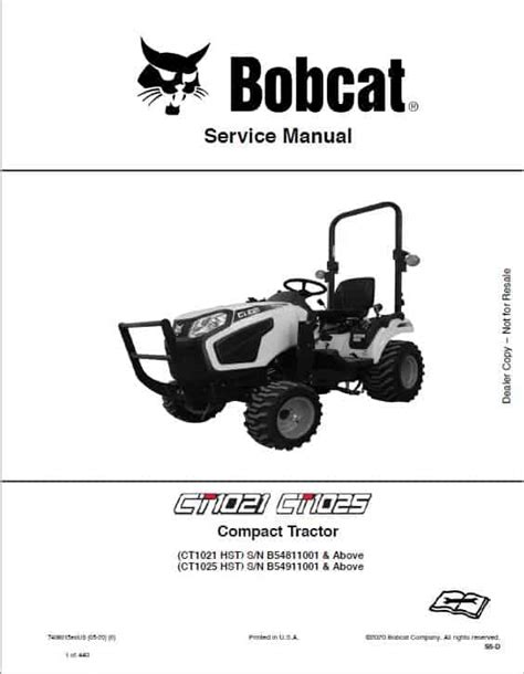 Bobcat Ct1021 Ct1025 Compact Tractor Service Manual