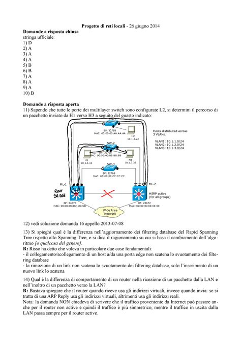 Esame 26 Giugno 2014 Domande Risposte Progetto Di Reti Locali 26