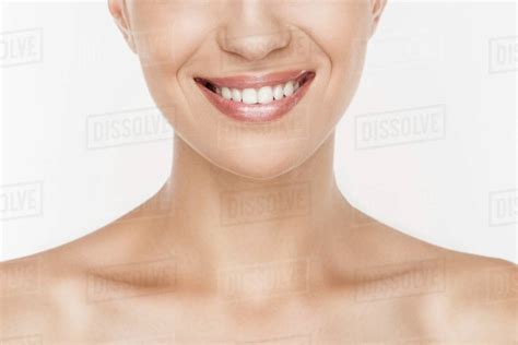 Cropped View Of Smiling Naked Woman With Perfect Skin Isolated On White Royalty Free Stock