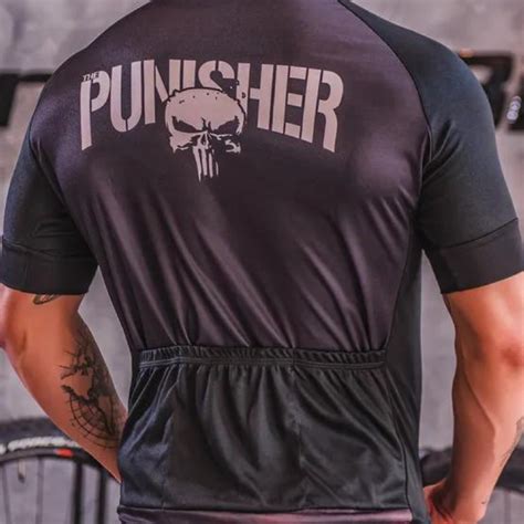 Camisa De Ciclismo Masculina Justiceiro Punisher Preta Pro