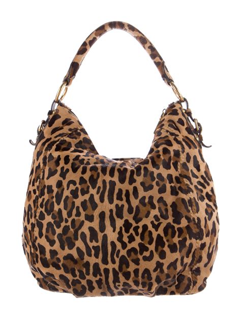 Prada Leopard Print Ponyhair Hobo Handbags PRA134299 The RealReal