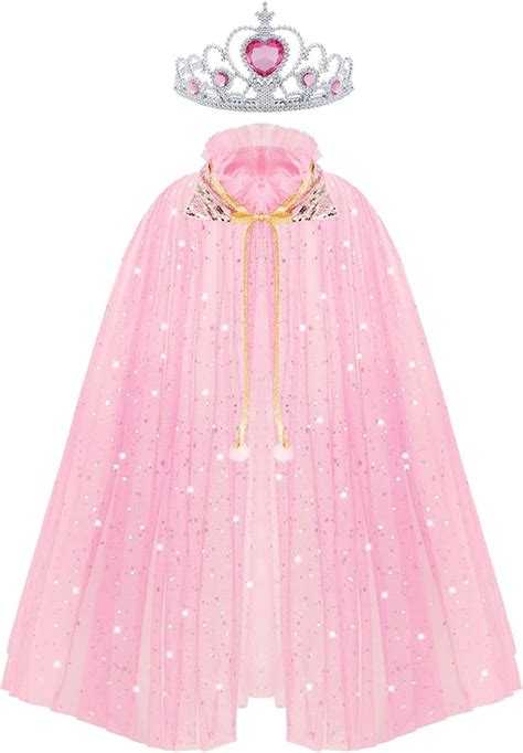 Acwoo Princess Cape For Girls Colorful Princess Cloak With Crown