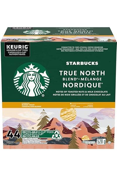 Starbucks True North Blend Blonde Roast Ground Coffee K Cup Pods Ct Box