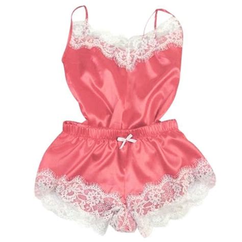 Pyjama PC Lingerie femmes chemise de nuit sexy sous vêtements ensemble Magenta Cdiscount Prêt