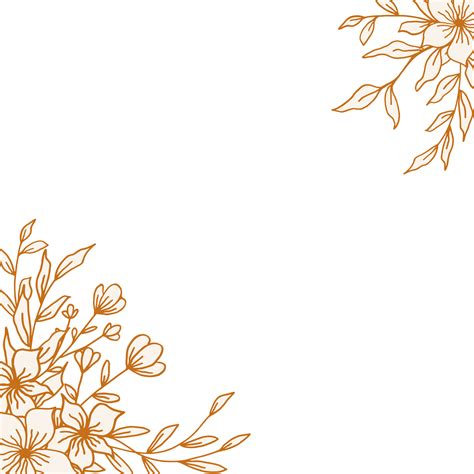 Beautiful Gold Floral Corner Border With Hand Drawn Leaves And Flowers