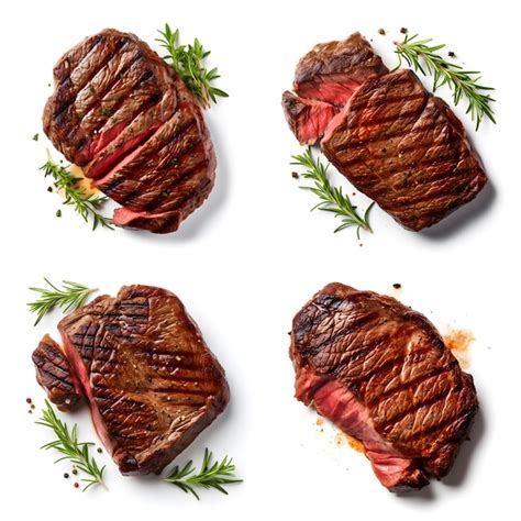 Premium AI Image Delicious Beef Steak Collection On White Background