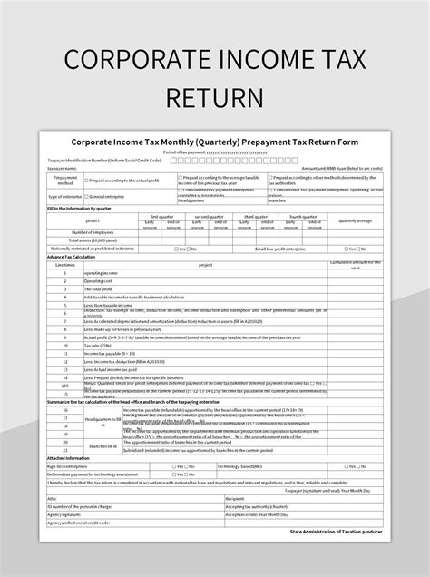 Free Corporate Income Tax Return Templates For Google Sheets And