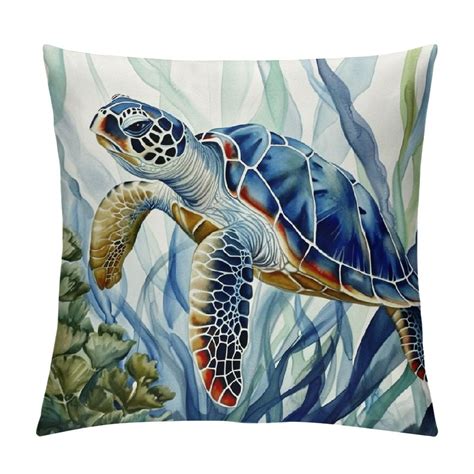 Onetech Coastal Turtle Throw Pillow Covers Nautical Beach Pillow Case