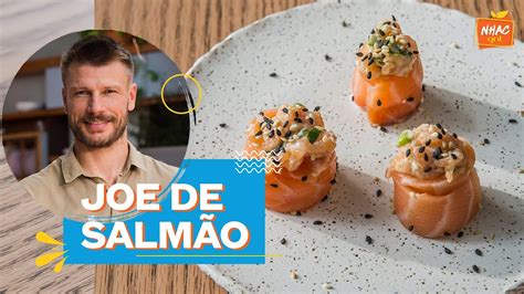 Joe de salmão aprenda a fazer arroz japonês salmão e wasabi