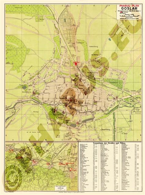 Pharus Pharus Historischer Stadtplan Goslar 1925