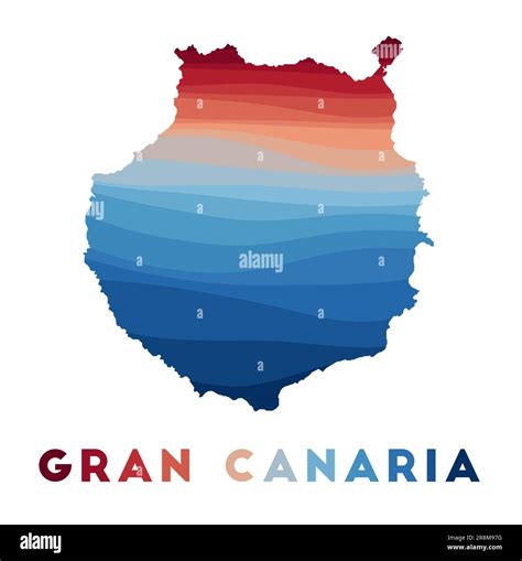 Gran Canaria Map Map Of The Island With Beautiful Geometric Waves In