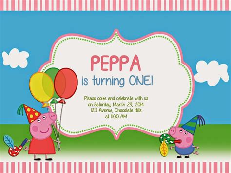 Peppa Pig Birthday Party Invitation 3b3