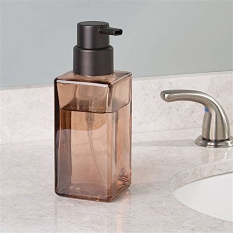 Mdesign Modern Square Glass Refillable Foaming Hand Soap Dispenser Pump