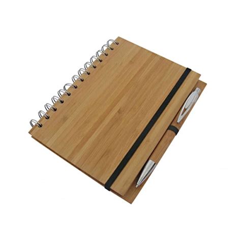 Libreta De Bamboo Y Lapicero Madera Metalico Tapa Dura