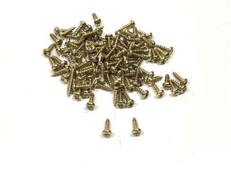 Screws Wood Small Plated Screws Brass Plated Steel Round Phillips Head Approx 100 Pcs