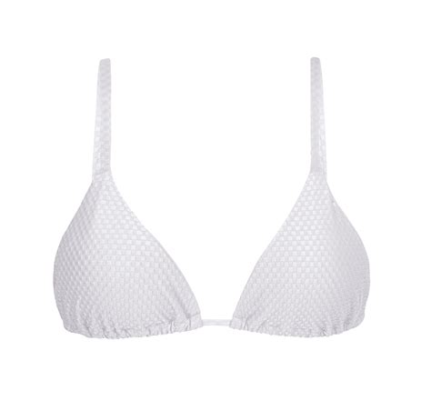 Knappes Triangel Top weiß texturiert gerade Träger Top Cloque Branco Cheeky Bikini BRASIL Shop