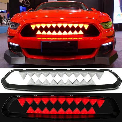 Auto Car Front Grill W Ight Teeth Grill Ed Gt Laser Shark Remote