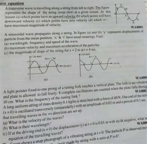 Ave Equation A Transverse Wave Is Travelling Along A String From Left To